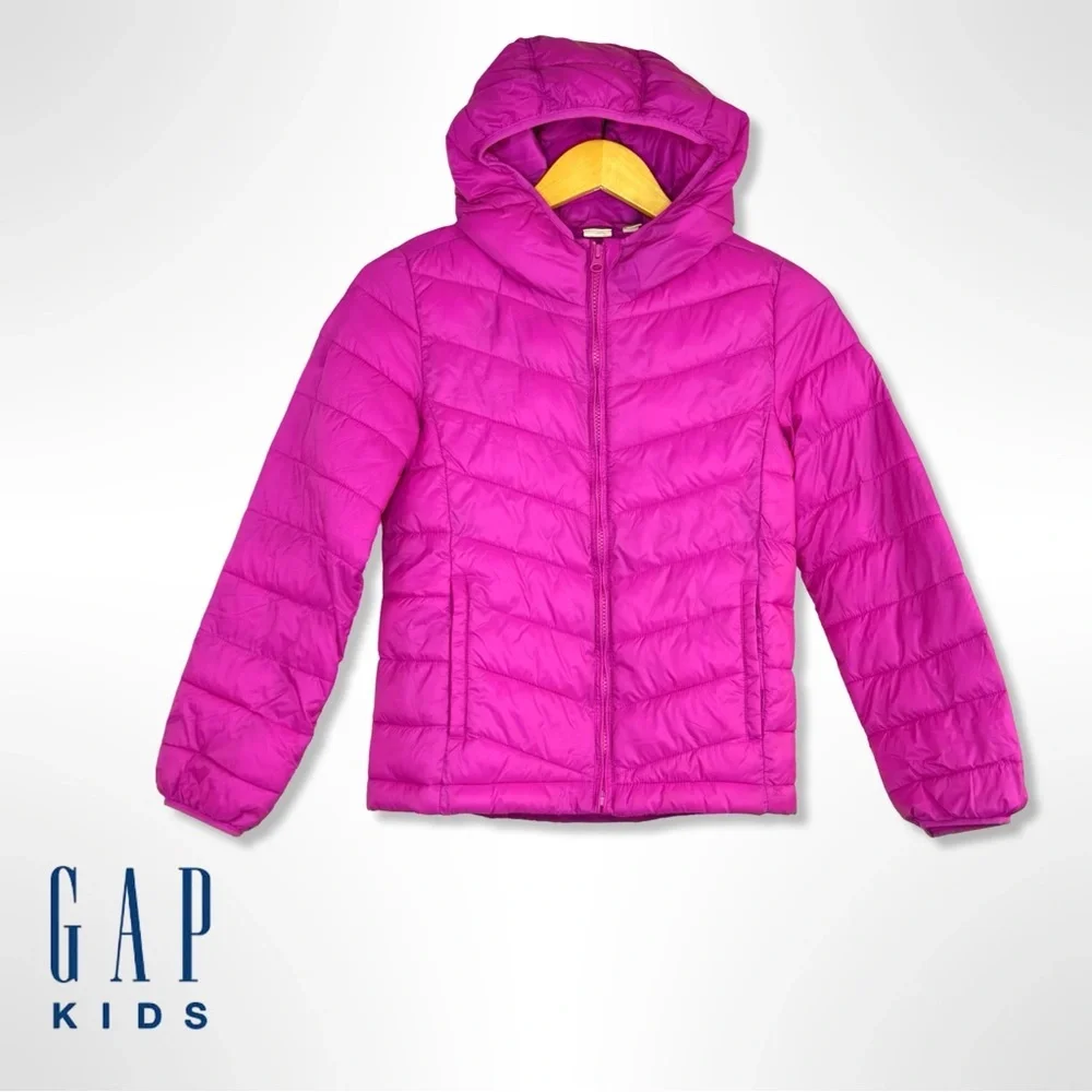 Gap Kids Pink Puffer Jacket Hooded Primaloft Down Alternative Coat Girls XL